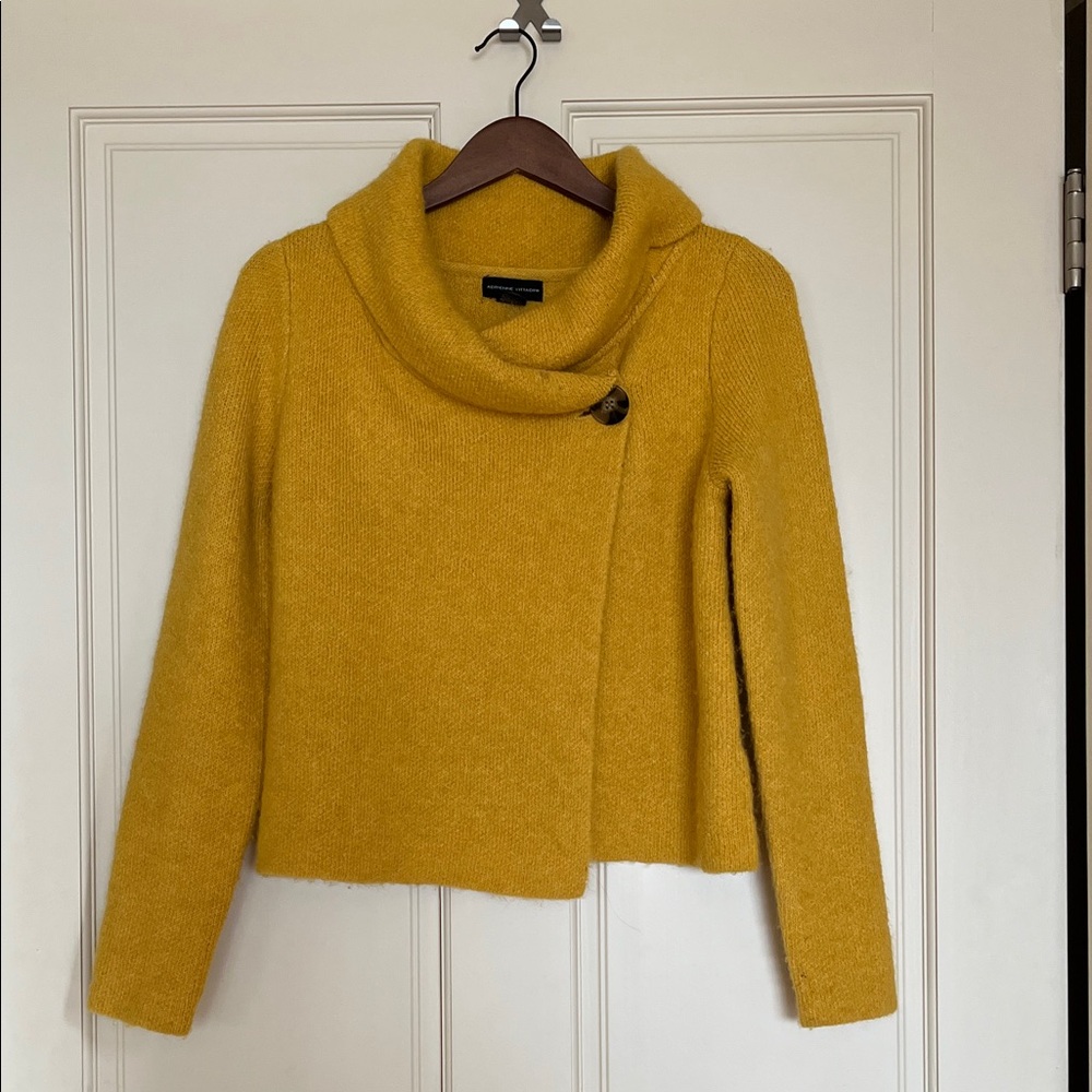Adrienne Vittadini Mustard Cowl Neck Sweater